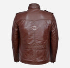 VORTEX Men's Leather Jacket Safari Style Leather Jacket
