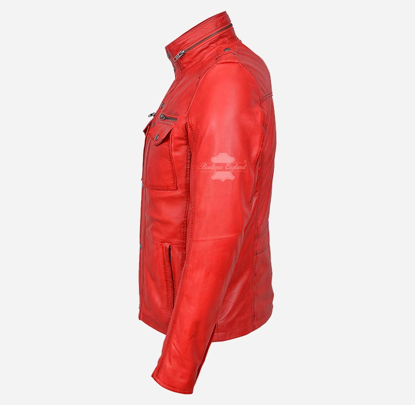 VORTEX Men's Leather Jacket Safari Style Leather Jacket