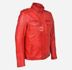 VORTEX Men's Leather Jacket Safari Style Leather Jacket