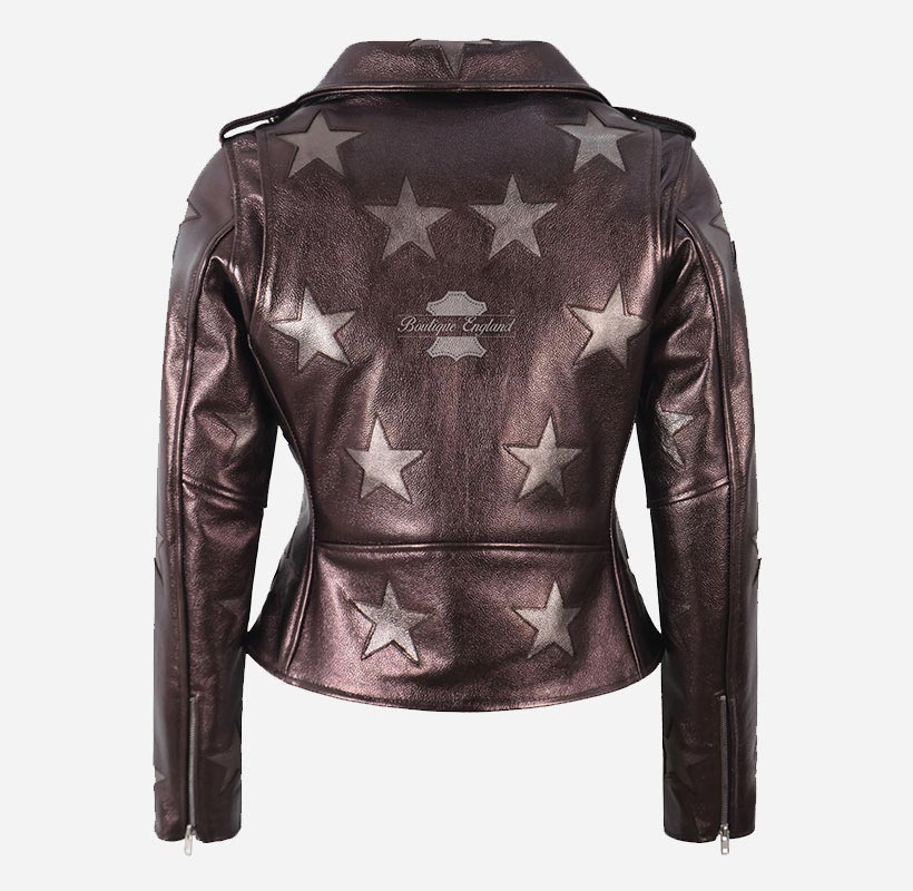STARLIGHT Women’s Shiny Copper Leather Star Jacket