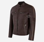 ORION Mens Leather Fashion Jacket Biker Style Leather Jacket