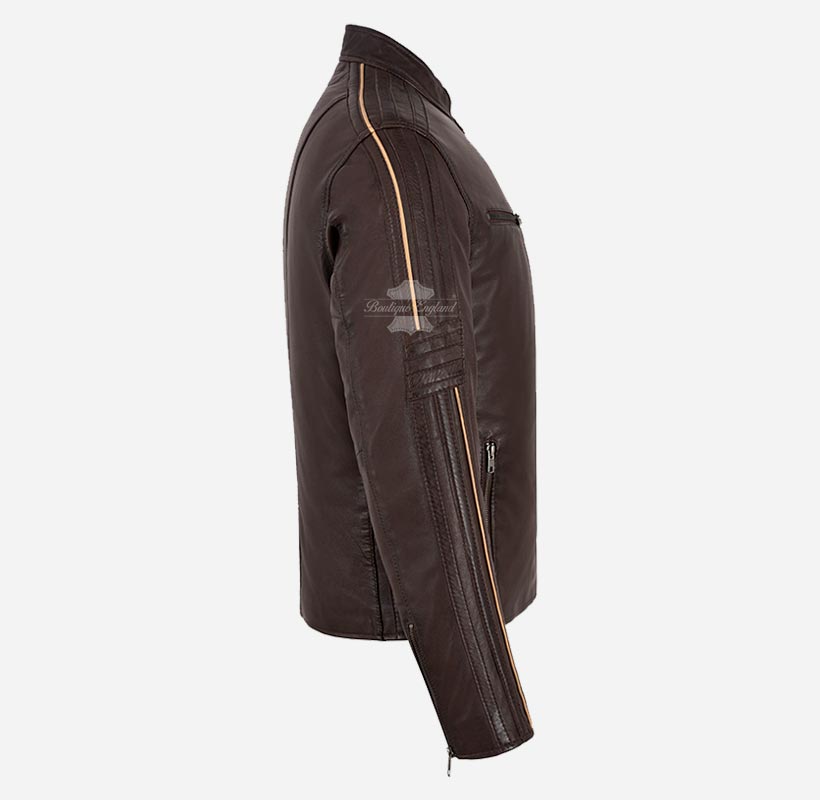 ORION Mens Leather Fashion Jacket Biker Style Leather Jacket