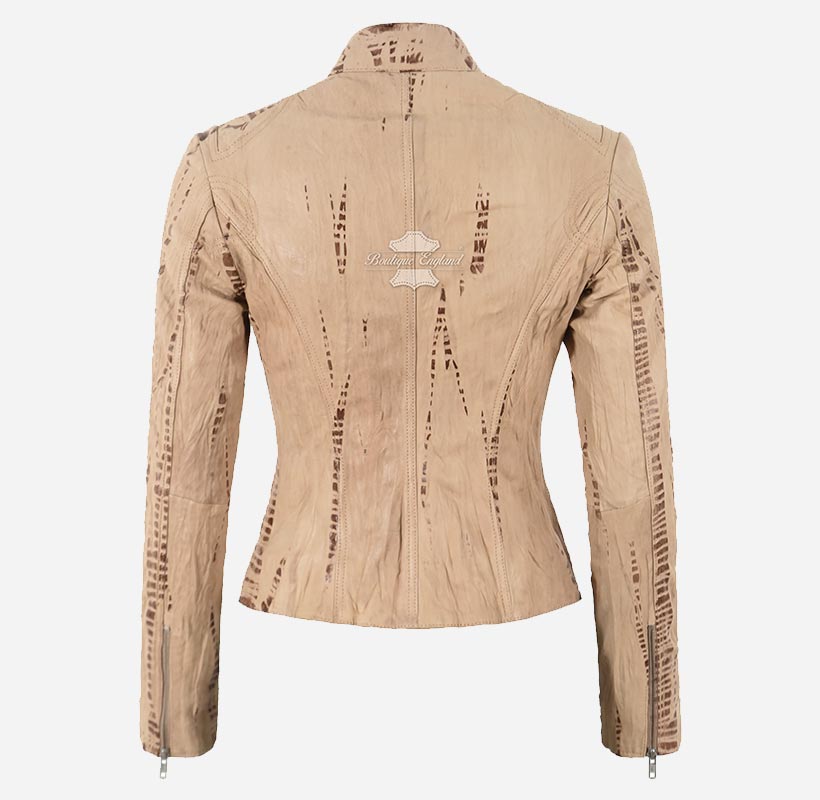 SPEED Women's Croc Print Leather Racer Jacket