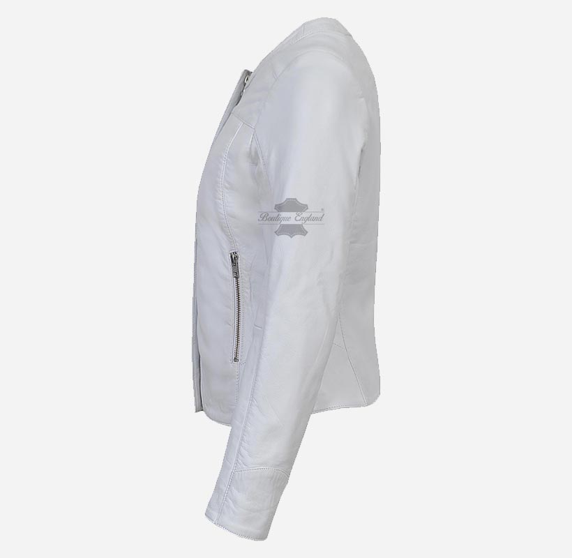 MEGAN Women's Collarless Leather Fashion Jacket
