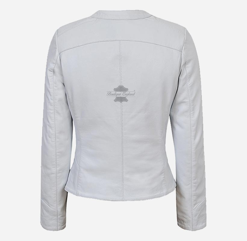 MEGAN Women's Collarless Leather Fashion Jacket