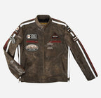 SIZMA Men's Leather Racer Jacket Vintage Effects