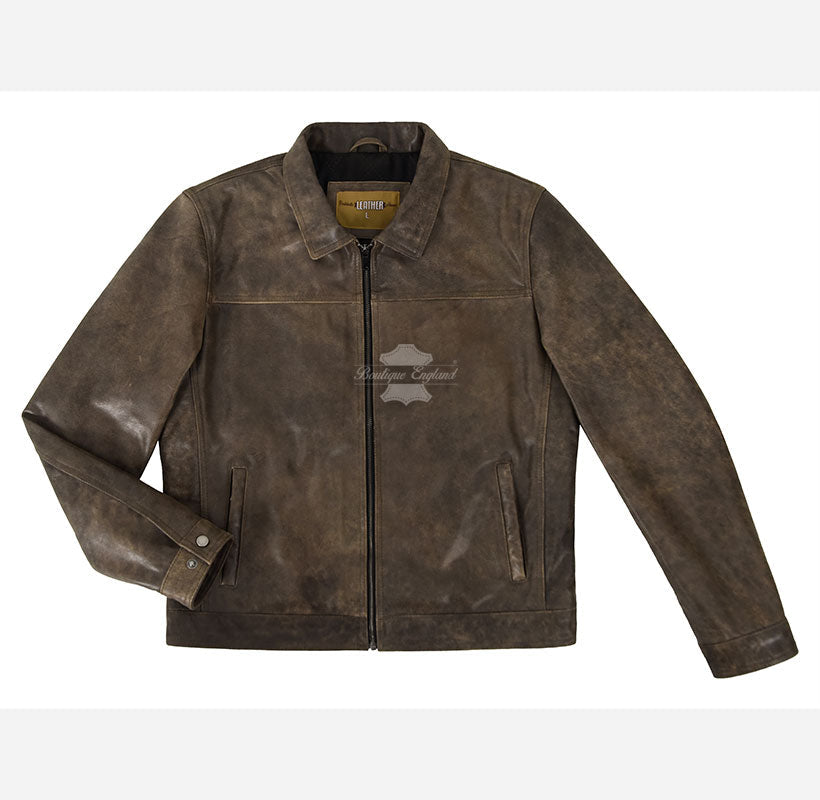BROOKS Vintage Waxed Collared Leather Jacket