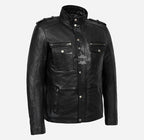 VORTEX Men's Leather Jacket Safari Style Leather Jacket