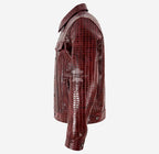 TRUCKER Men's Leather Denim Jacket with Croc Print