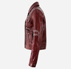 TRUCKER Women’s Leather Denim Jacket with Croc Print