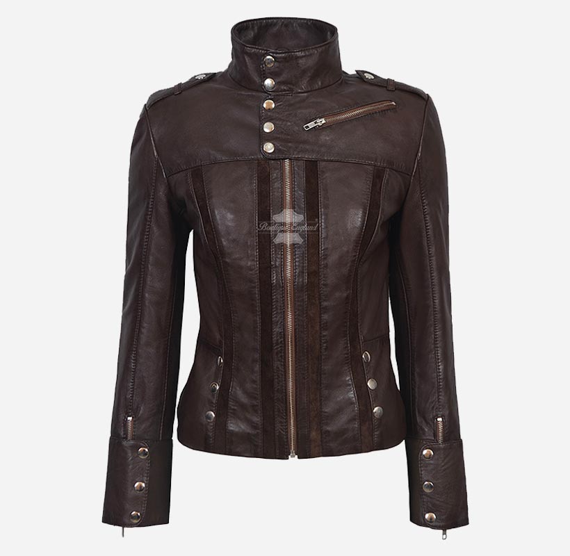 GLENVILLE Ladies Leather Jacket Casual Biker Style Jacket