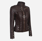 GLENVILLE Ladies Leather Jacket Casual Biker Style Jacket