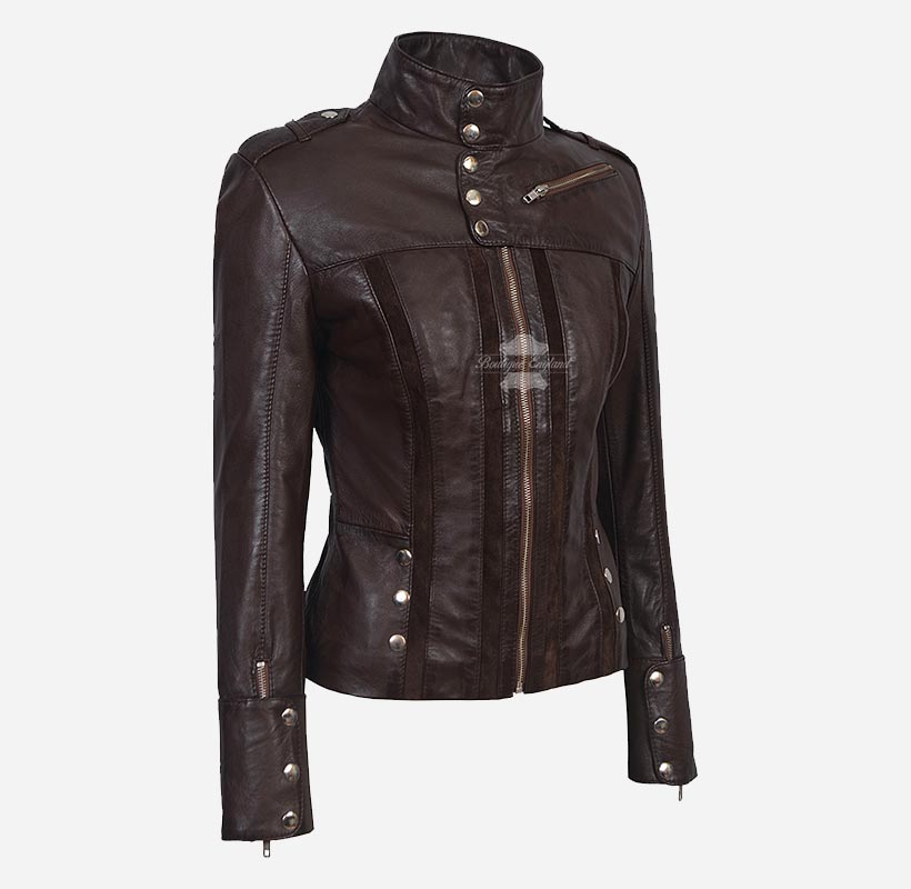 GLENVILLE Ladies Leather Jacket Casual Biker Style Jacket