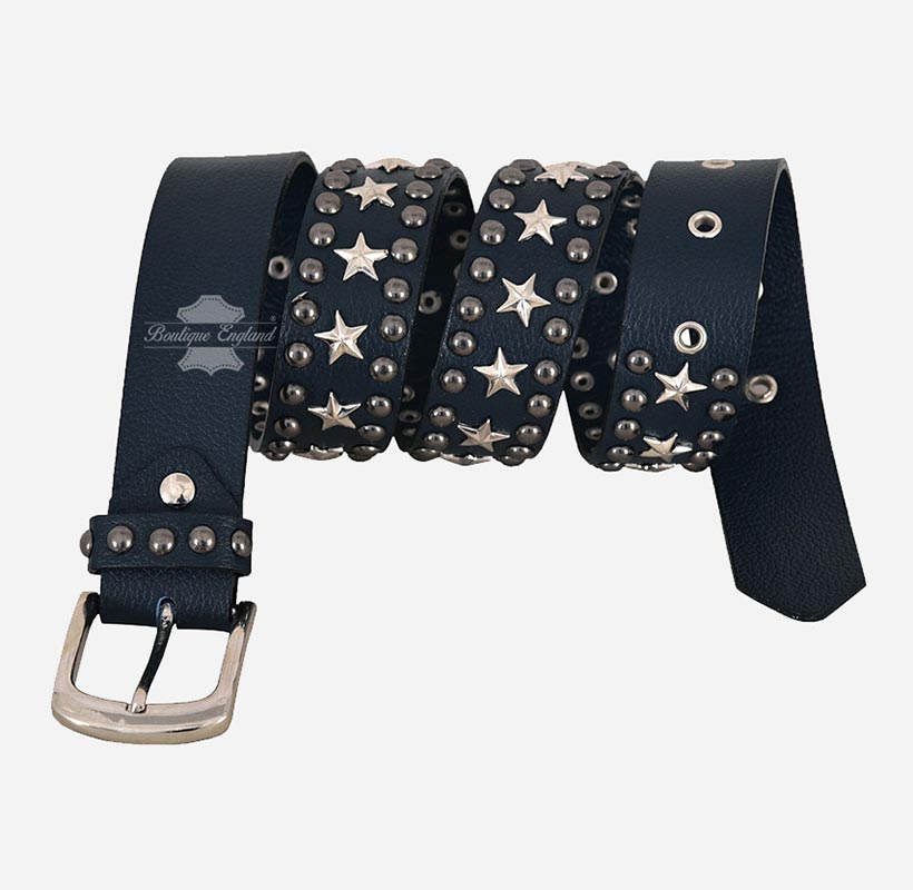Men's Star Studded Leather Belt