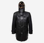 TOGGLE Men's Leather Duffle Coat With Hood