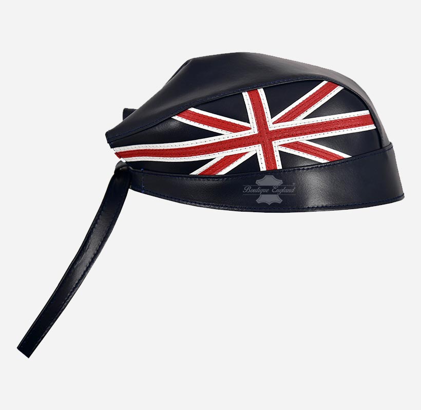 Union Jack Leather Bandana Pre-Tied Motorcycle Casual Bandana Cap