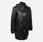 TOGGLE Men's Leather Duffle Coat With Hood