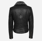Hannah Women's Black Leather Flying Jacket with detachable fur collar
