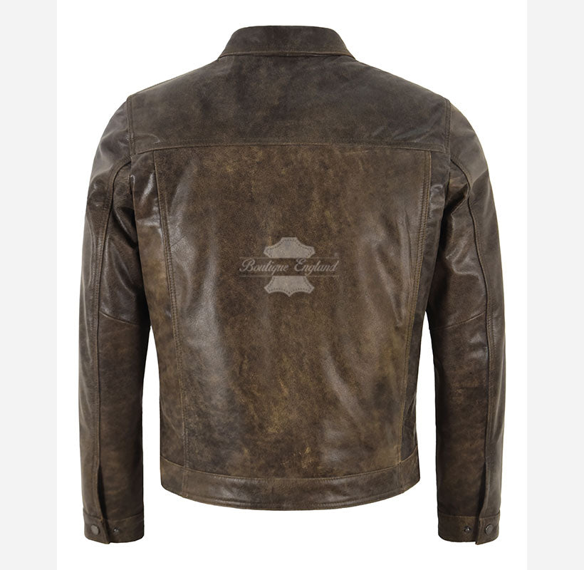 BROOKS Vintage Waxed Collared Leather Jacket