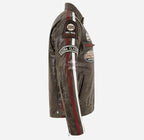 SIZMA Men's Leather Racer Jacket Vintage Effects