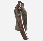 SIZMA Women's Leather Racer Jacket Cracked Effect