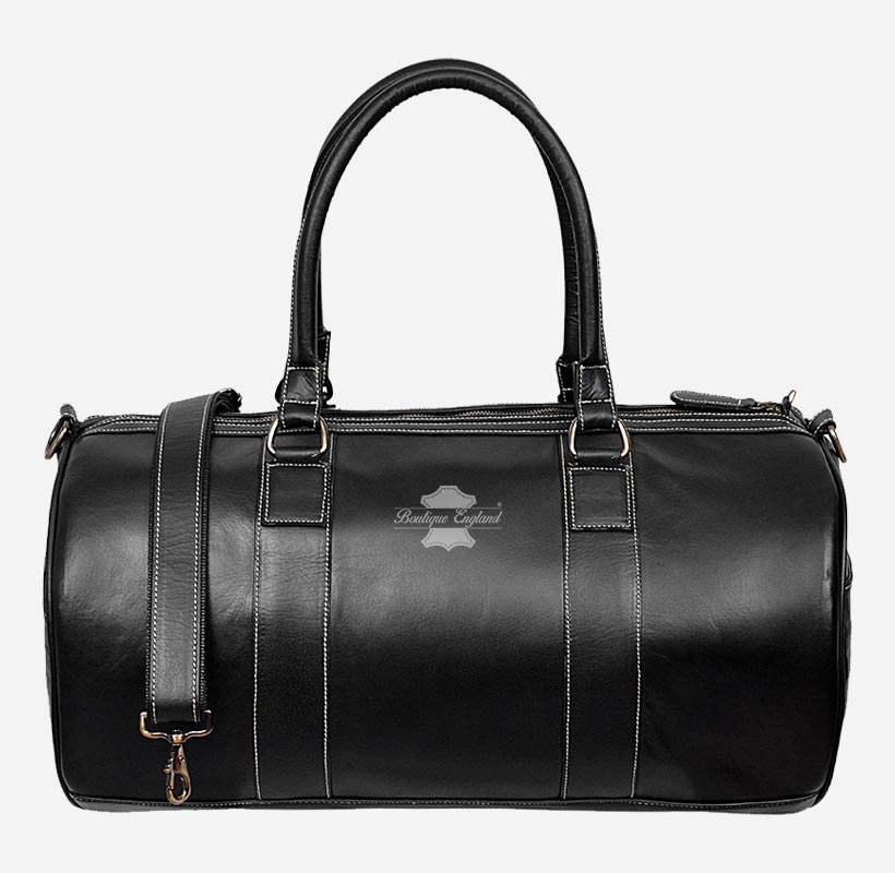 Round Holdall Leather Weekend Bag Travel Bag Duffel Gym Bag