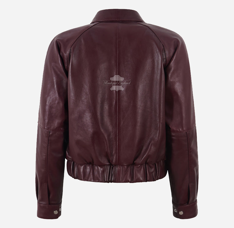 SOFI Women's Collared Leather Bomber Jacket