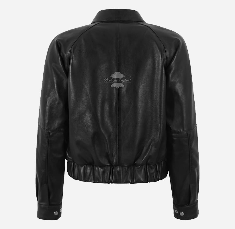 SOFI Women's Collared Leather Bomber Jacket