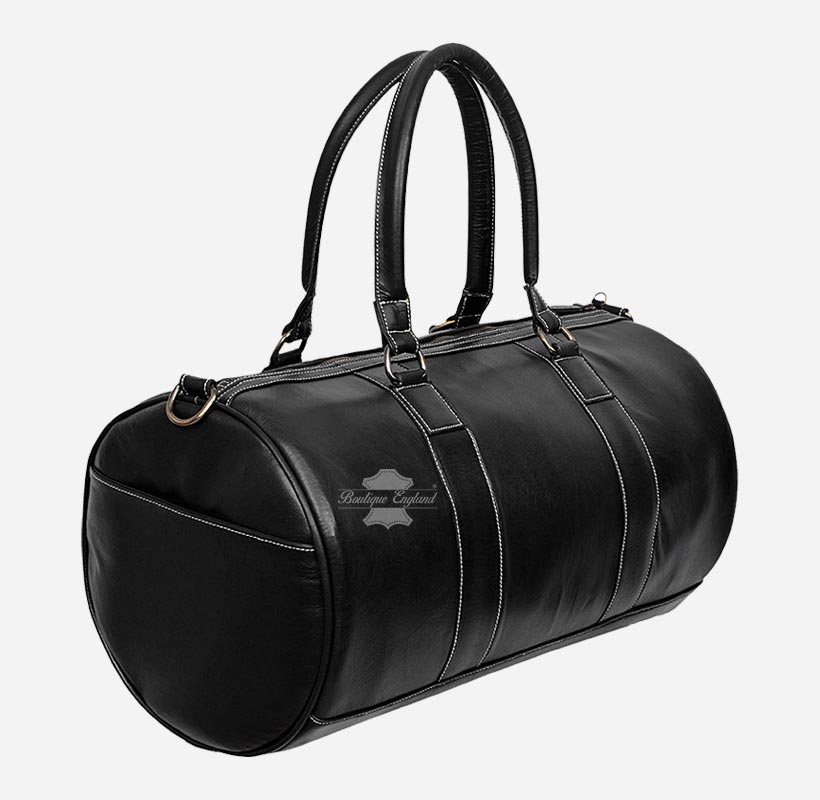 Round Holdall Leather Weekend Bag Travel Bag Duffel Gym Bag
