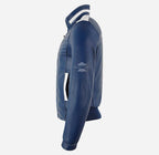 STOCKTON Men's Sports Bomber Leather Jacket Soft Waxed Leather