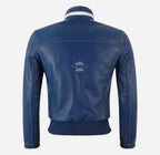 STOCKTON Men's Sports Bomber Leather Jacket Soft Waxed Leather