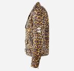 BRANDO Mens Leopard Print Leather Biker Jacket Exotic Leather Jacket