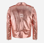 GLAMOROUS BRANDO Men's Metallic Pink Leather Biker Jacket