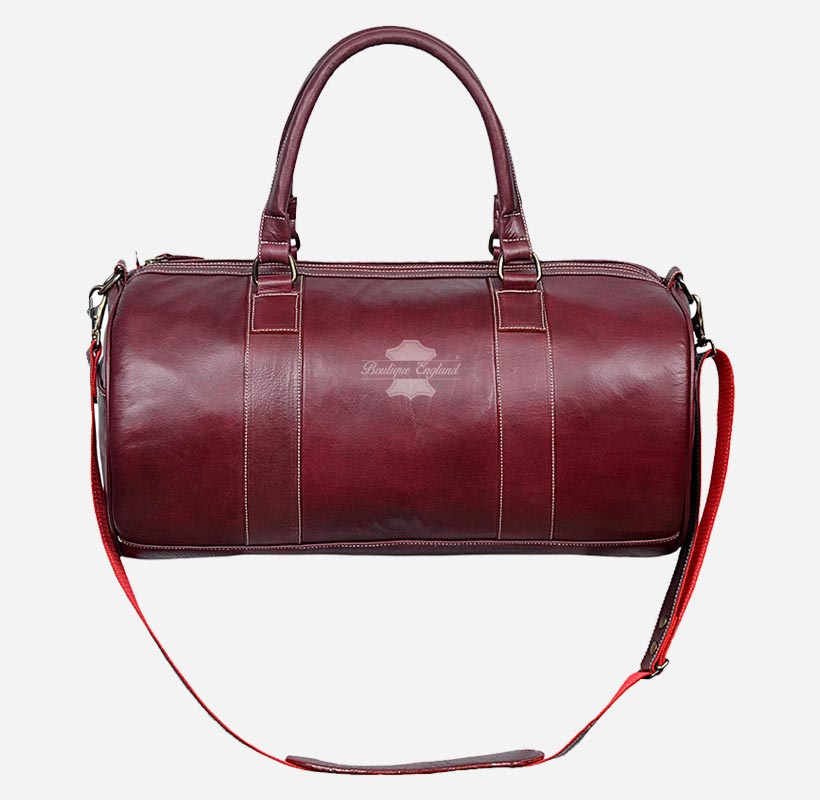 Round Holdall Leather Weekend Bag Travel Bag Duffel Gym Bag