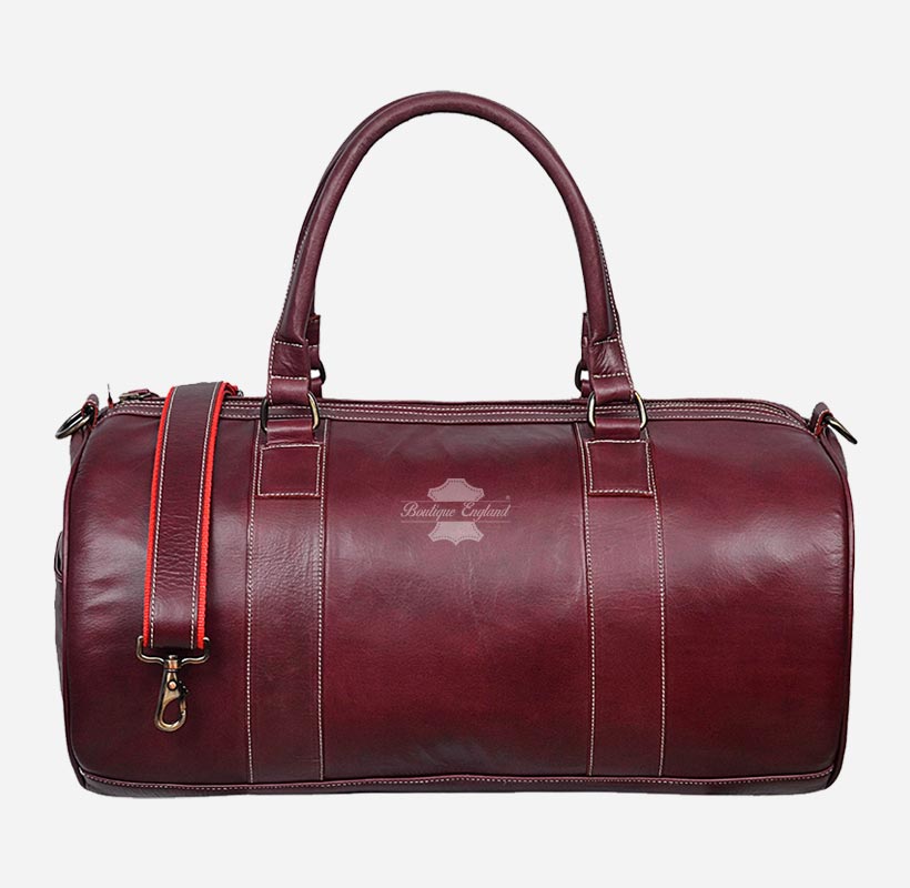 Round Holdall Leather Weekend Bag Travel Bag Duffel Gym Bag