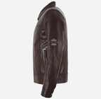 ELDENBERG Men's Brown Leather Collared Jacket