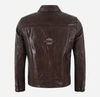 ELDENBERG Men's Brown Leather Collared Jacket