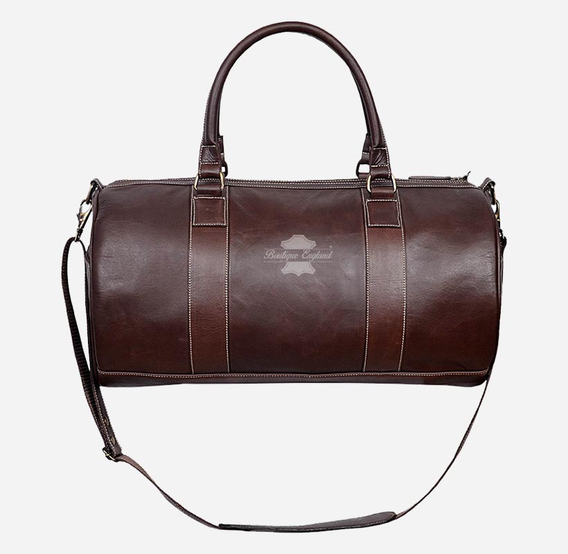 Round Holdall Leather Weekend Bag Travel Bag Duffel Gym Bag