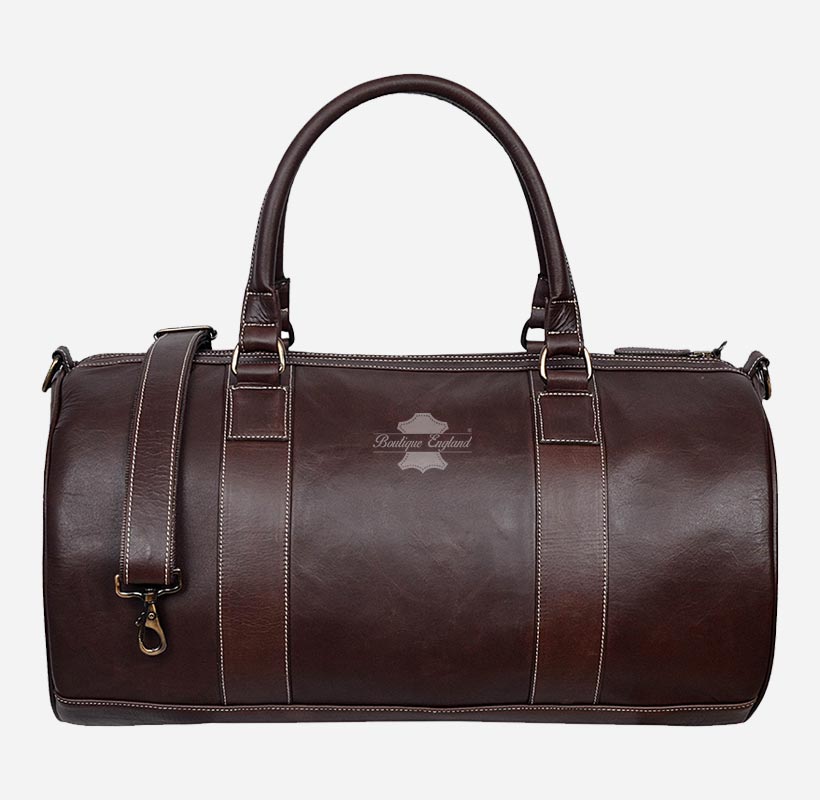 Round Holdall Leather Weekend Bag Travel Bag Duffel Gym Bag