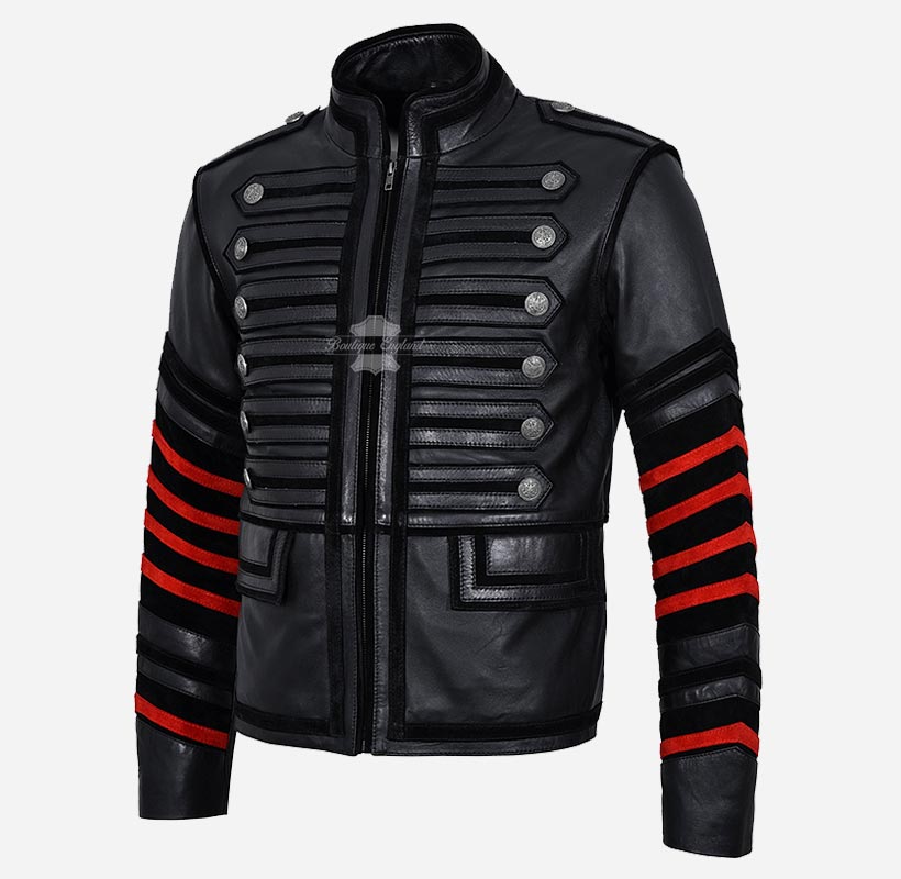 HUSSAR Studded Parade Style Leather Jacket For Mens