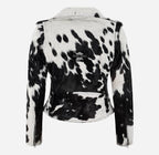 KOXXI Women's Cowhide Leather Fur Jacket Black