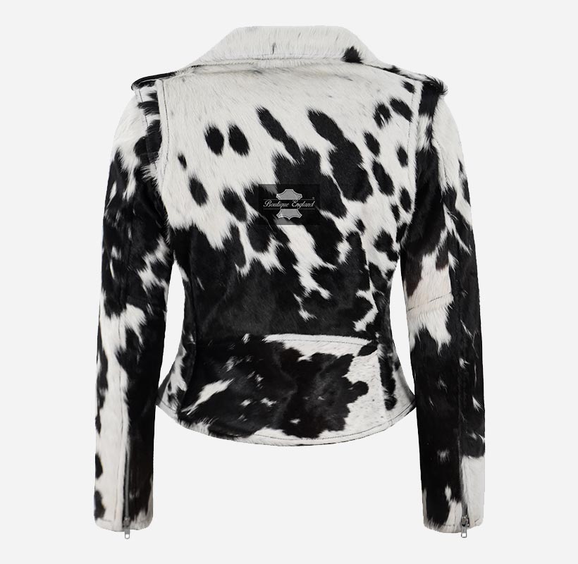 KOXXI Women's Cowhide Leather Fur Jacket Black