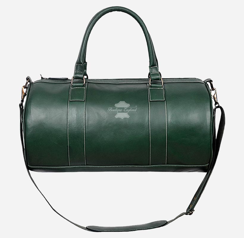 Round Holdall Leather Weekend Bag Travel Bag Duffel Gym Bag