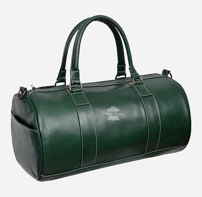 Round Holdall Leather Weekend Bag Travel Bag Duffel Gym Bag
