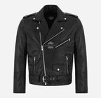 BRANDO Men's Snake Print Leather Biker Jacket