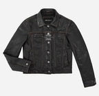 TRUCKER Leather Denim Jacket For Women Washed Leather Shirt Jacket