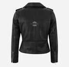 BRANDO Women's Snake Print Leather Biker Jacket