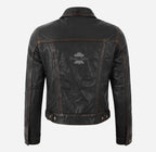 TRUCKER Leather Denim Jacket For Women Washed Leather Shirt Jacket
