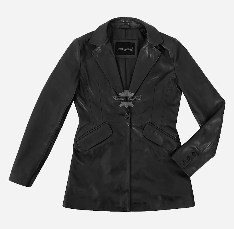 OXEYE Women's Leather Blazer Black