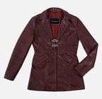 OXEYE Women's Leather Blazer Maroon